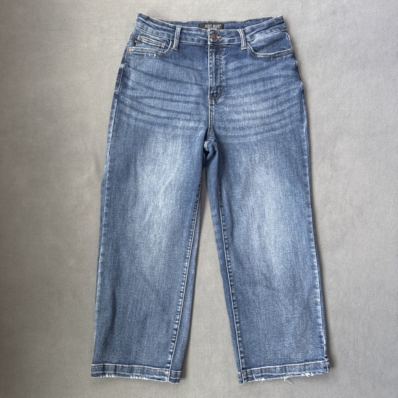 Judy Blue Denim - Judy Blue Jeans Womens 11 30 Blue High Rise Wide Leg Crop Vintage Wash JB88592